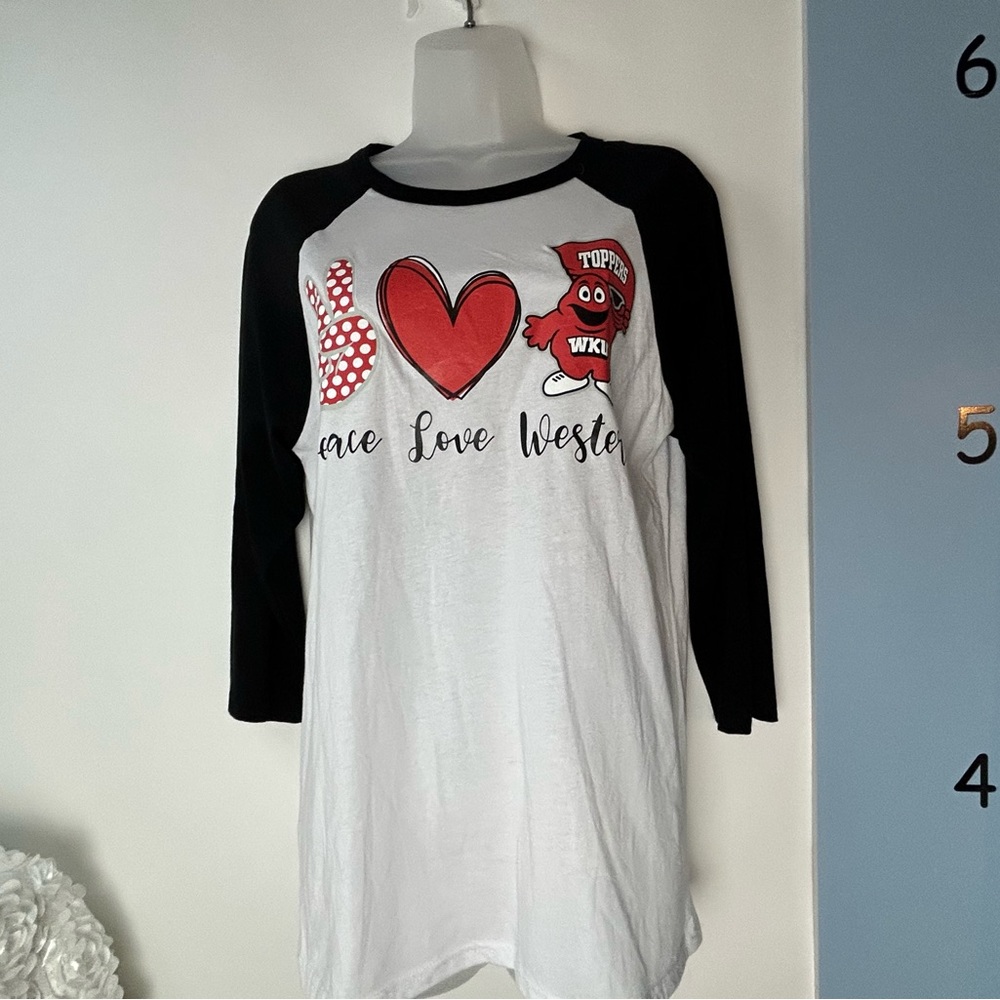 Bella Canvas Black White T-Shirt "Toppers" Peace, Love, Western Medium